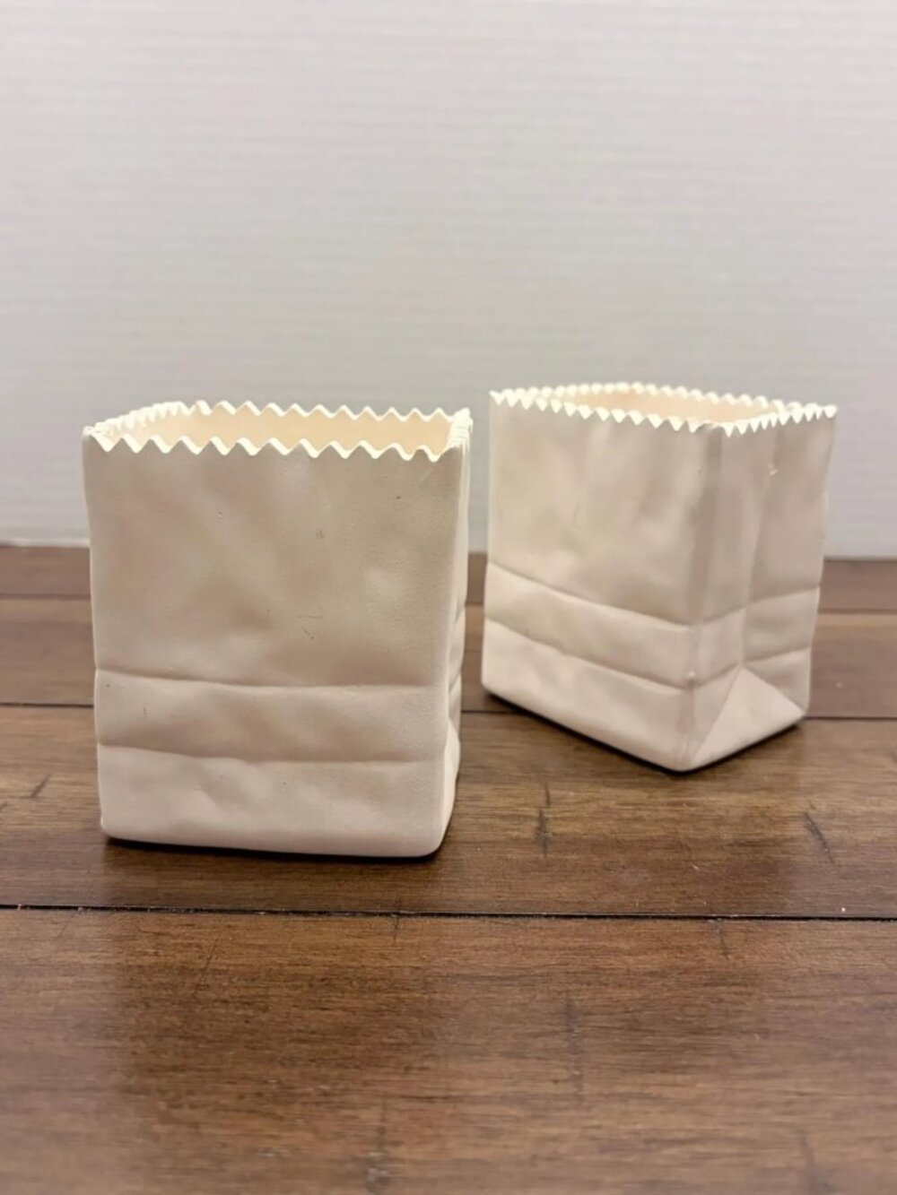 Vintage Home Interiors Garden Seed Planters • Ceramic Paper Bag, Unpainted